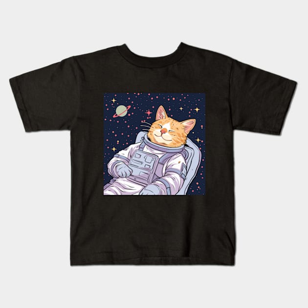 Astronaut Cat Kids T-Shirt by peculiarbutcute